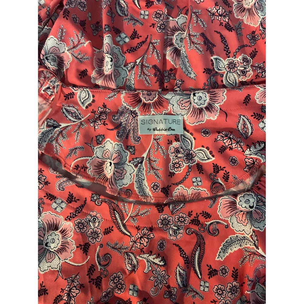 Signature by Bobbie Brooks Coral Floral Print Dress Plus Size 1X Short Sleeve - Picture 4 of 7